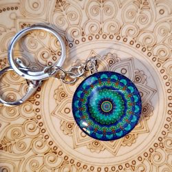Mandalás kulcstartó-zöld
