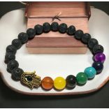 Láva kő karkötő - Hamsa Chakra