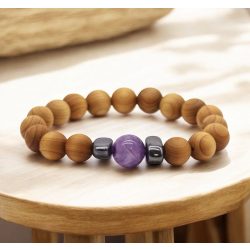 Cédrusfa Harmadik Szem Chakra Karkötő Ametiszttel