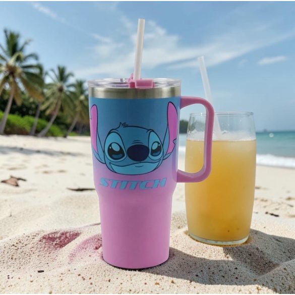 Stitch rozsdamentes acél duplafalu szívószálas kulacs