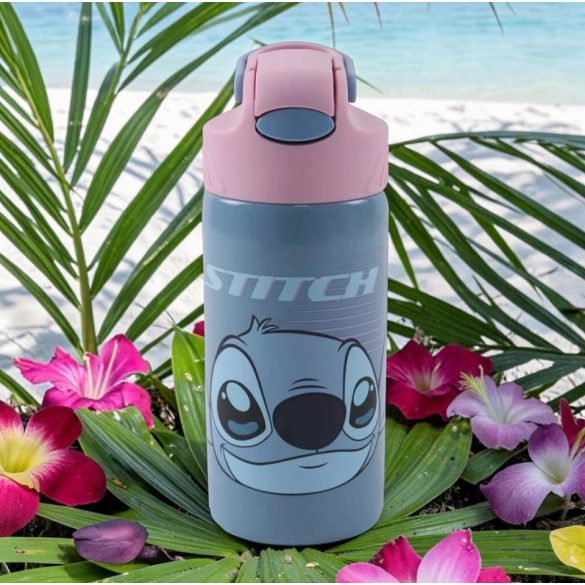 Stitch alumínium szívószálas kulacs akasztóval 500 ml