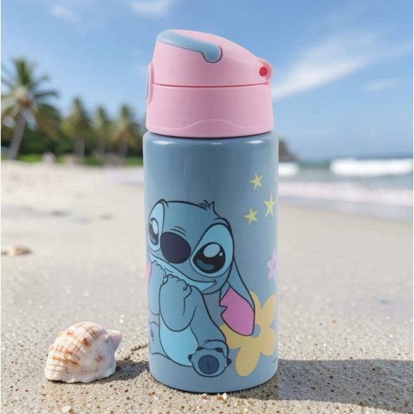 Stitch alumínium szívószálas kulacs akasztóval 500 ml