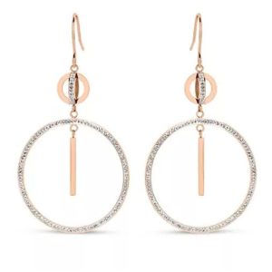 Rose gold színű fehér köves karika fülbevaló