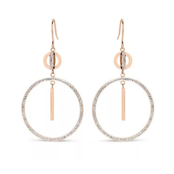 Rose gold színű fehér köves karika fülbevaló