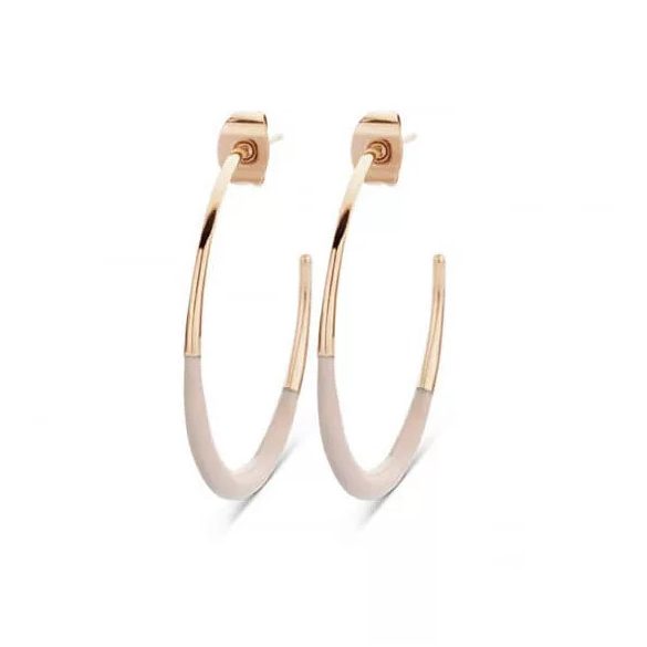 Rose gold színű fehér mintás fülbevaló