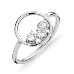 Ezüst színű fehér köves gyűrű