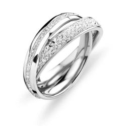 Ezüst színű fehér köves gyűrű