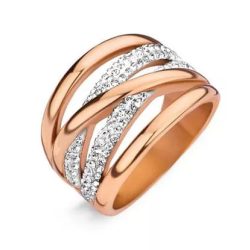 Rose gold színű fehér köves gyűrű 