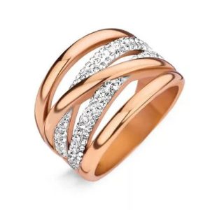 Rose gold színű fehér köves gyűrű 