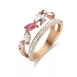 Rose gold színű színes köves gyűrű