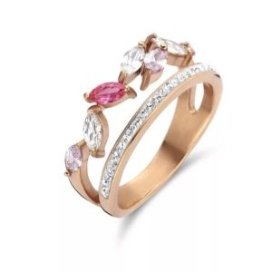 Rose gold színű színes köves gyűrű