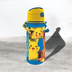 Pokémon alumínium szívószálas kulacs akasztóval 600 ml