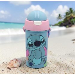 Stitch műanyag szívószálas kulacs akasztóval 500 ml