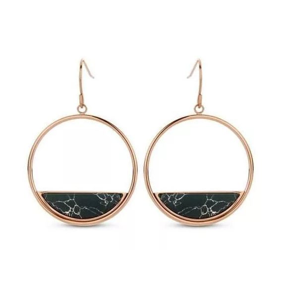Rose gold színű fekete mintás fülbevaló