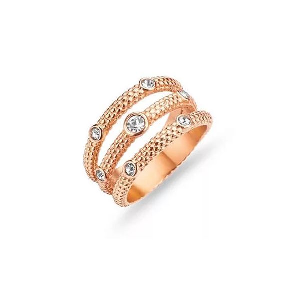 Rose gold színű fehér köves gyűrű