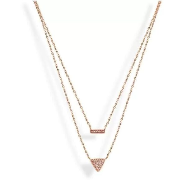 Rose gold színű rózsaszín köves nyaklánc
