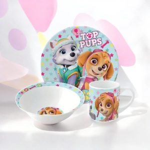 Mancs Őrjárat girl porcelán étkészlet Díszdobozban